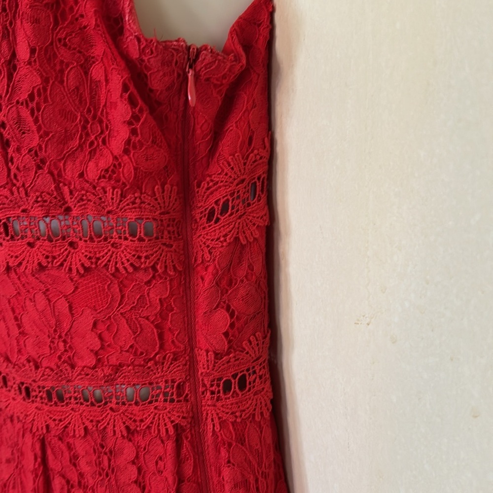 NSR Red lace tea length dress size S - Picture 11 of 13